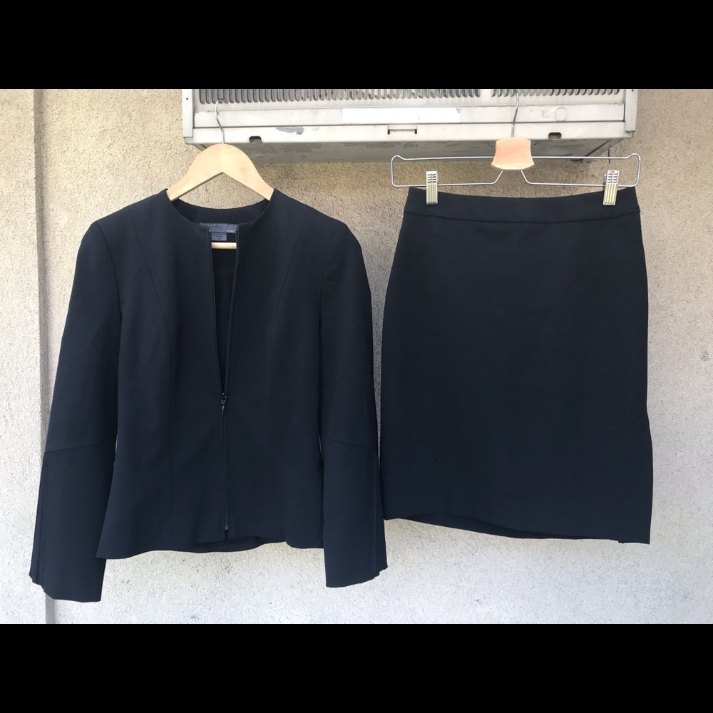TRUE VINTAGE black skirt suit